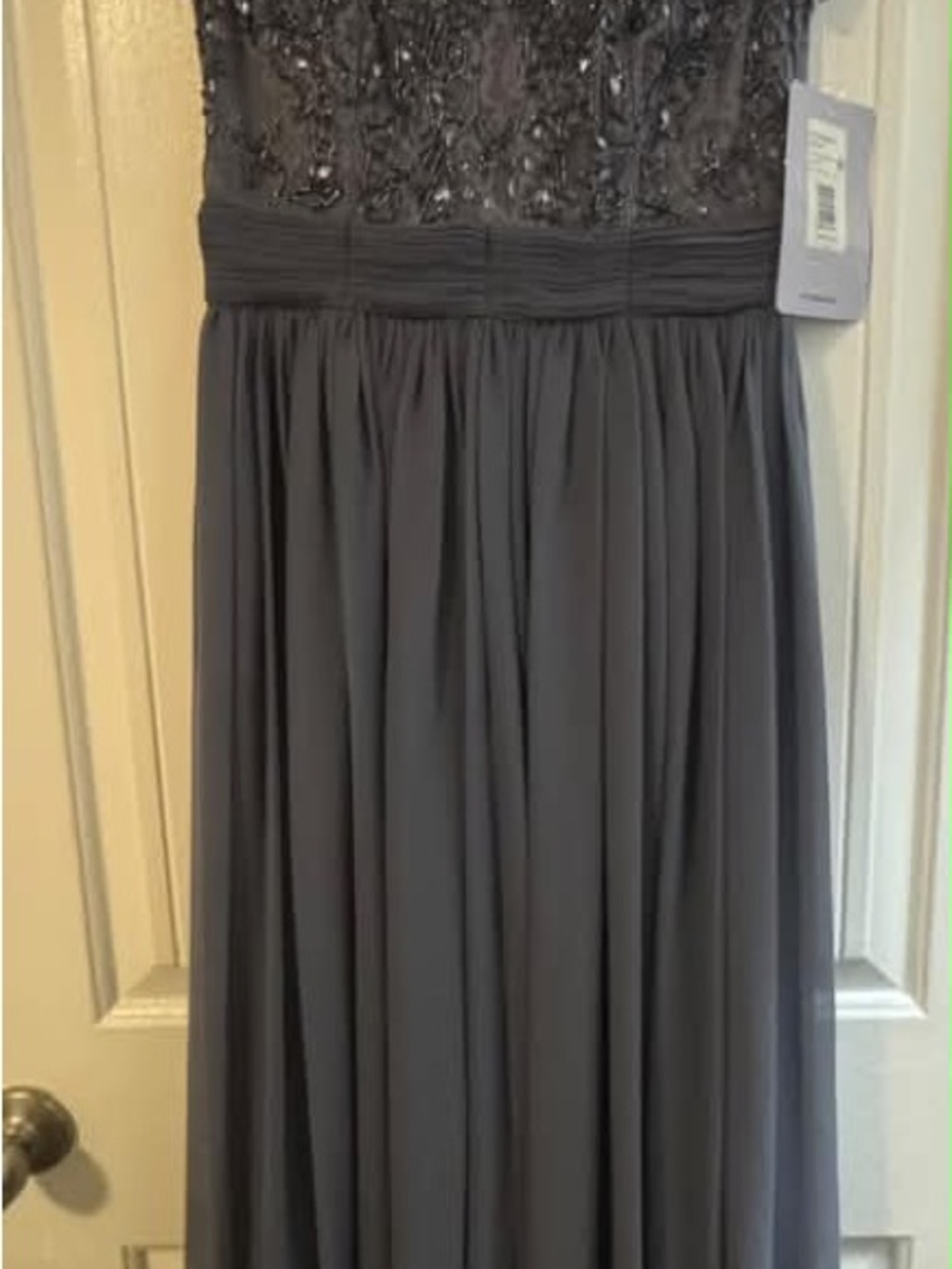 JS Collections Black Beaded Bust Chiffon Maxi Dress